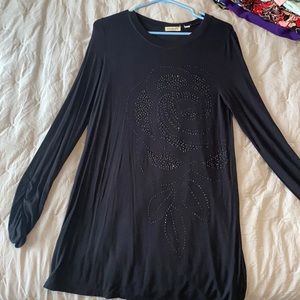 Black beaded long sleeve tunic
